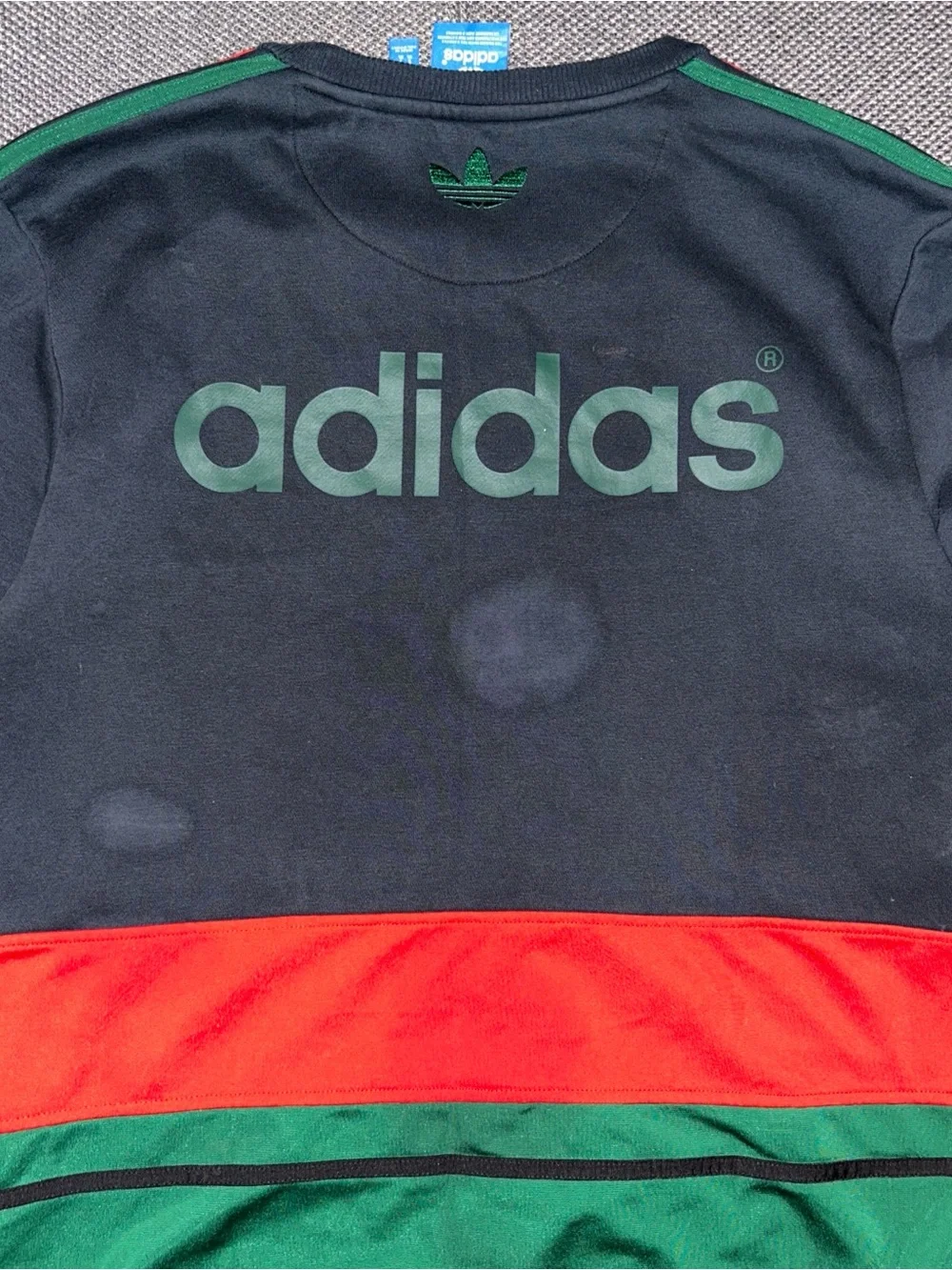 Rare Adidas Originals Treefoil Big Logo Colorblock Red/Green/Black Sweatshirt XL